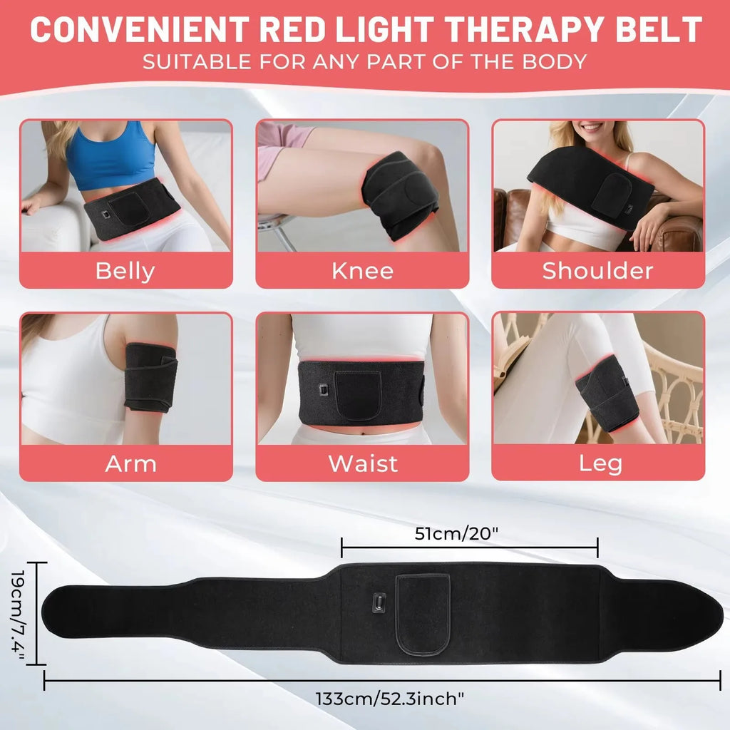 SMARTMAK Red Light Therapy Belt 140 LEDs 660nm 850nm Wrap Red Light Therapy Belt Qst