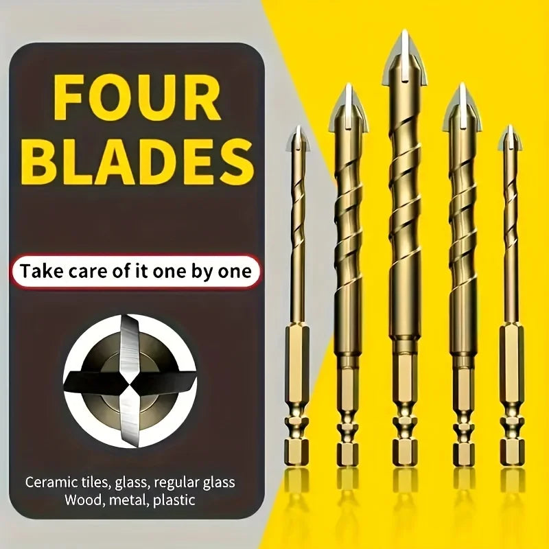 Cross Hexagon Carbide Tile Drill Bits – Glass Ceramic Metal Set Carbide Drill Bit Set Qme