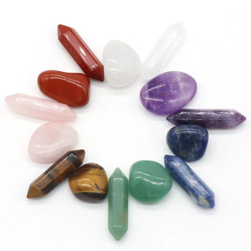 Seven Chakra Natural Crystal Gemstone Ornaments & Gift Set Crystal Gemstone Ornament Qme