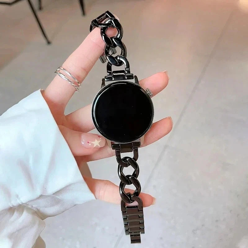Metal Chain Bracelet for Samsung Galaxy Watch 4 5 6 & Huawei Smartwatch Band Qme