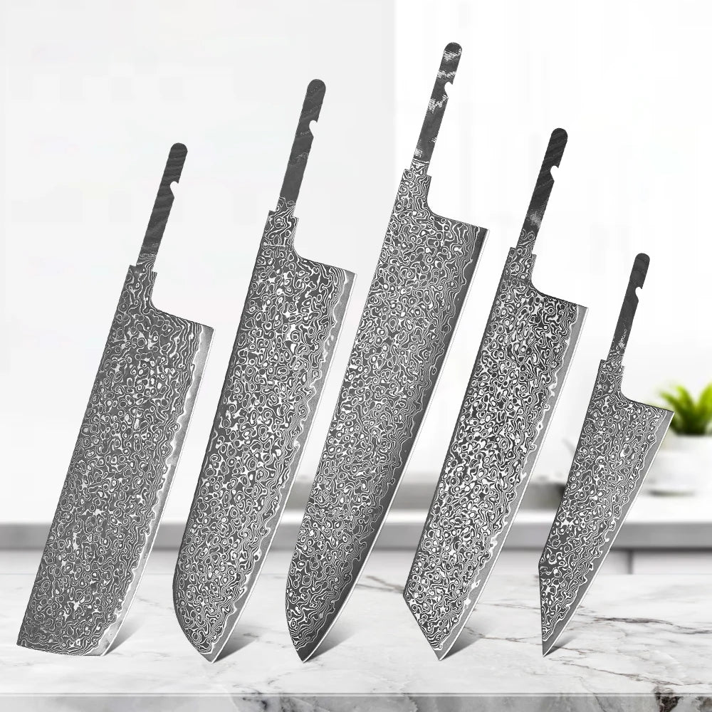 Damascus Steel Chef Knife Blank Blade – DIY Full Tang Forged Knife Blank Blade Qst