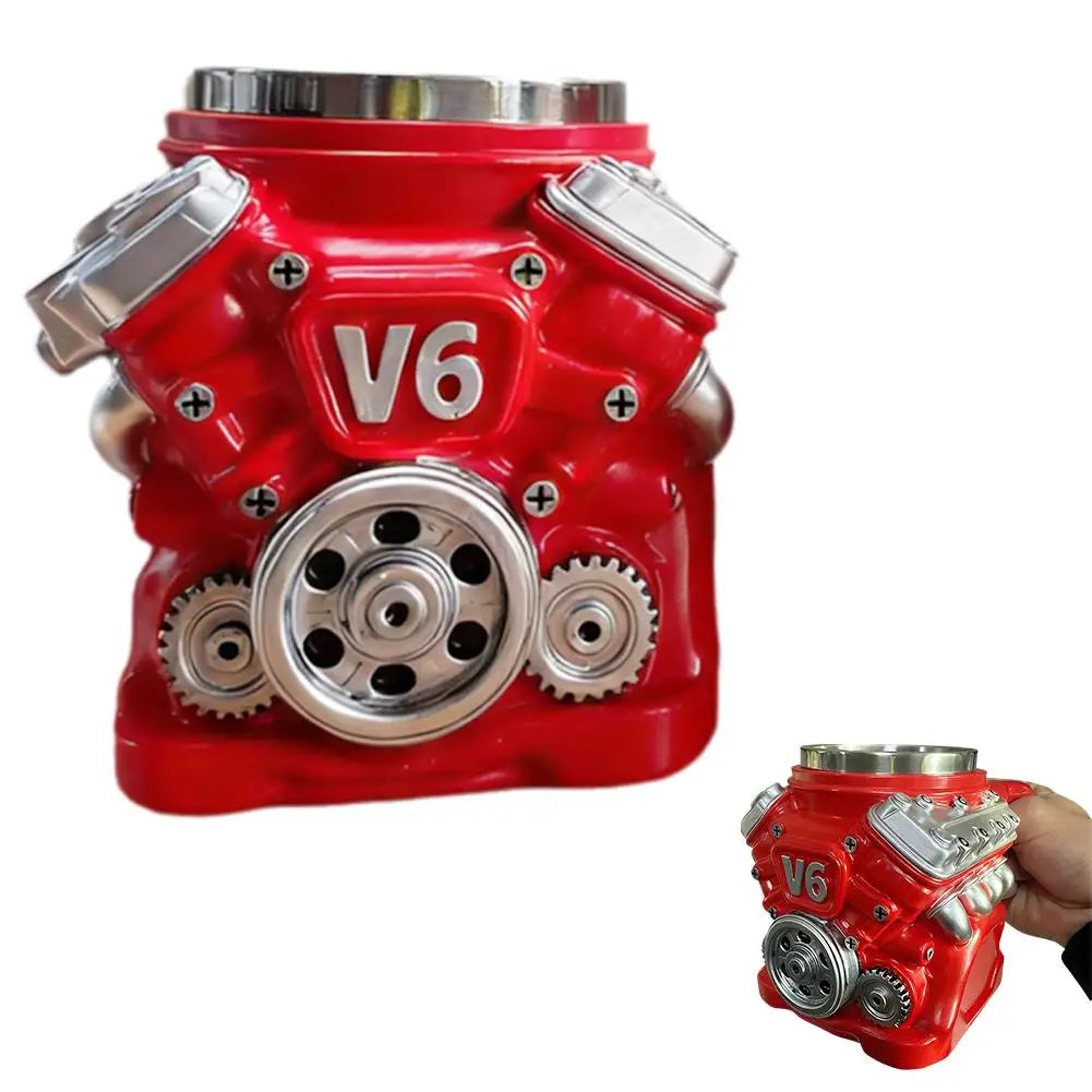Handmade V12 Engine Stainless Steel Coffee Mug | Car Enthusiast Gift Novelty Coffee Mug Qme B 301-400ml