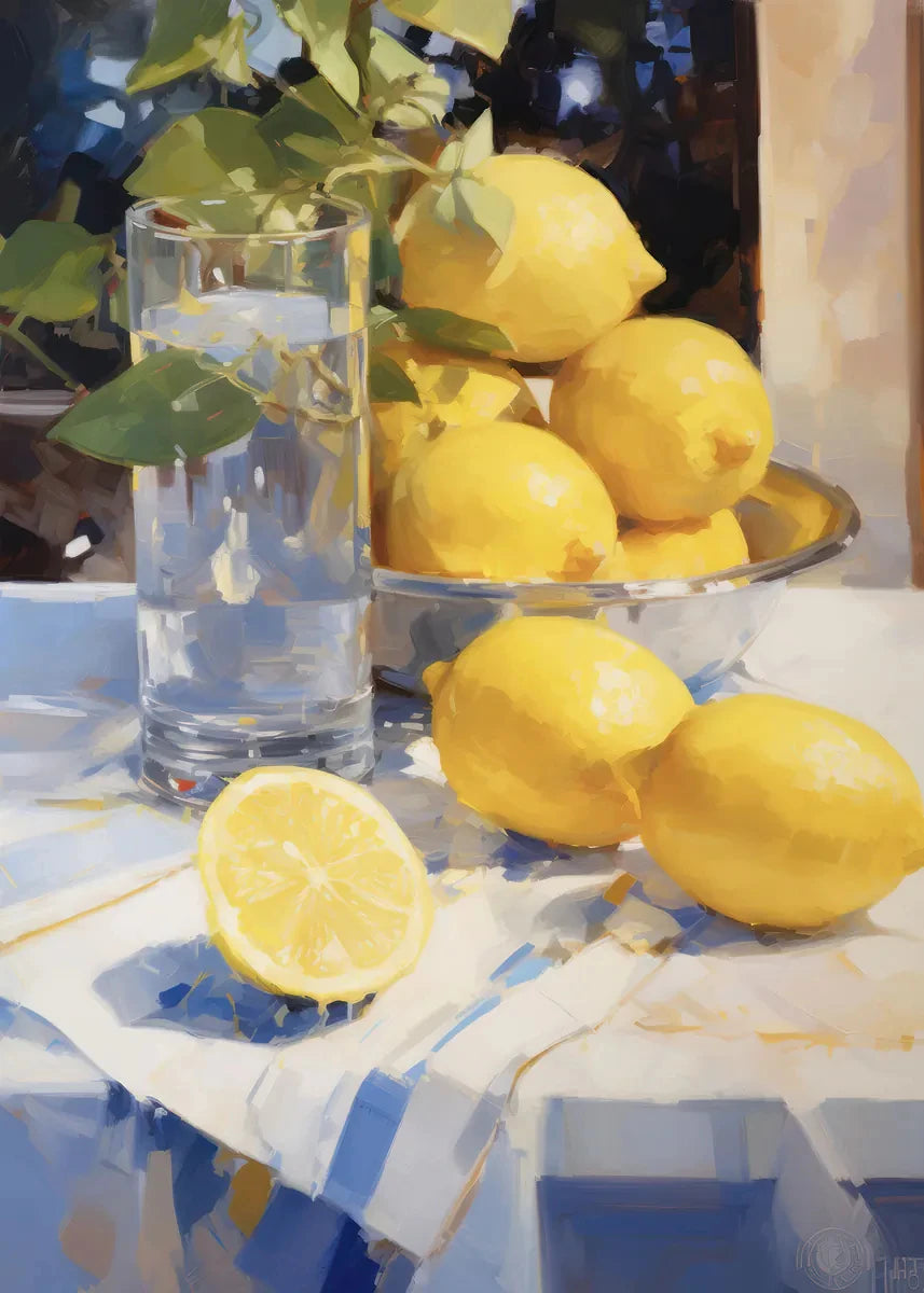 Summer Lemons & Straw Hat Canvas Wall Art – Modern Print Canvas Wall Art Qst 13 20x30cm Unframed