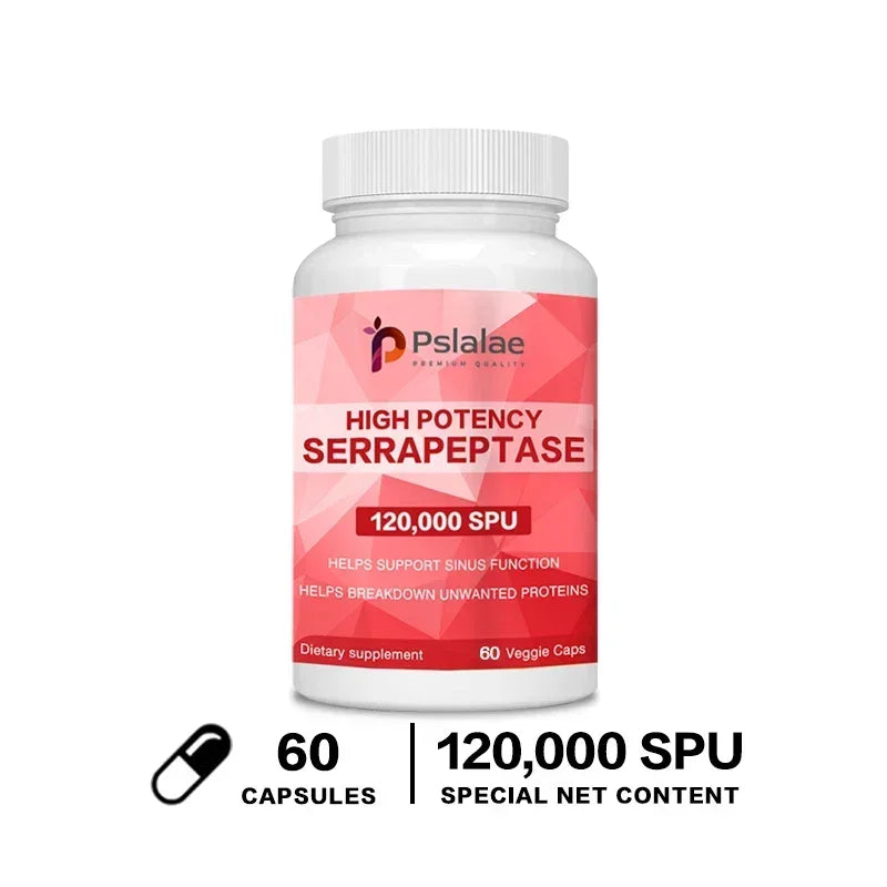 Serratiopeptidase Capsules – Sinus & Immune Support | Pslalae Enzyme Supplement Qst 60 Capsules