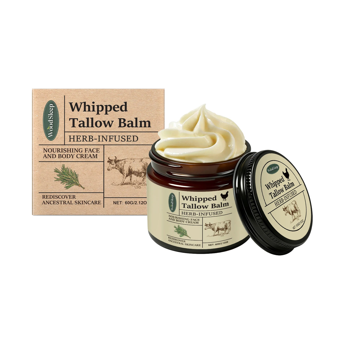 Woodsleep Whipped Tallow Balm – Avocado Body Butter 60g Body Butter Balm Qst 60g Boxed