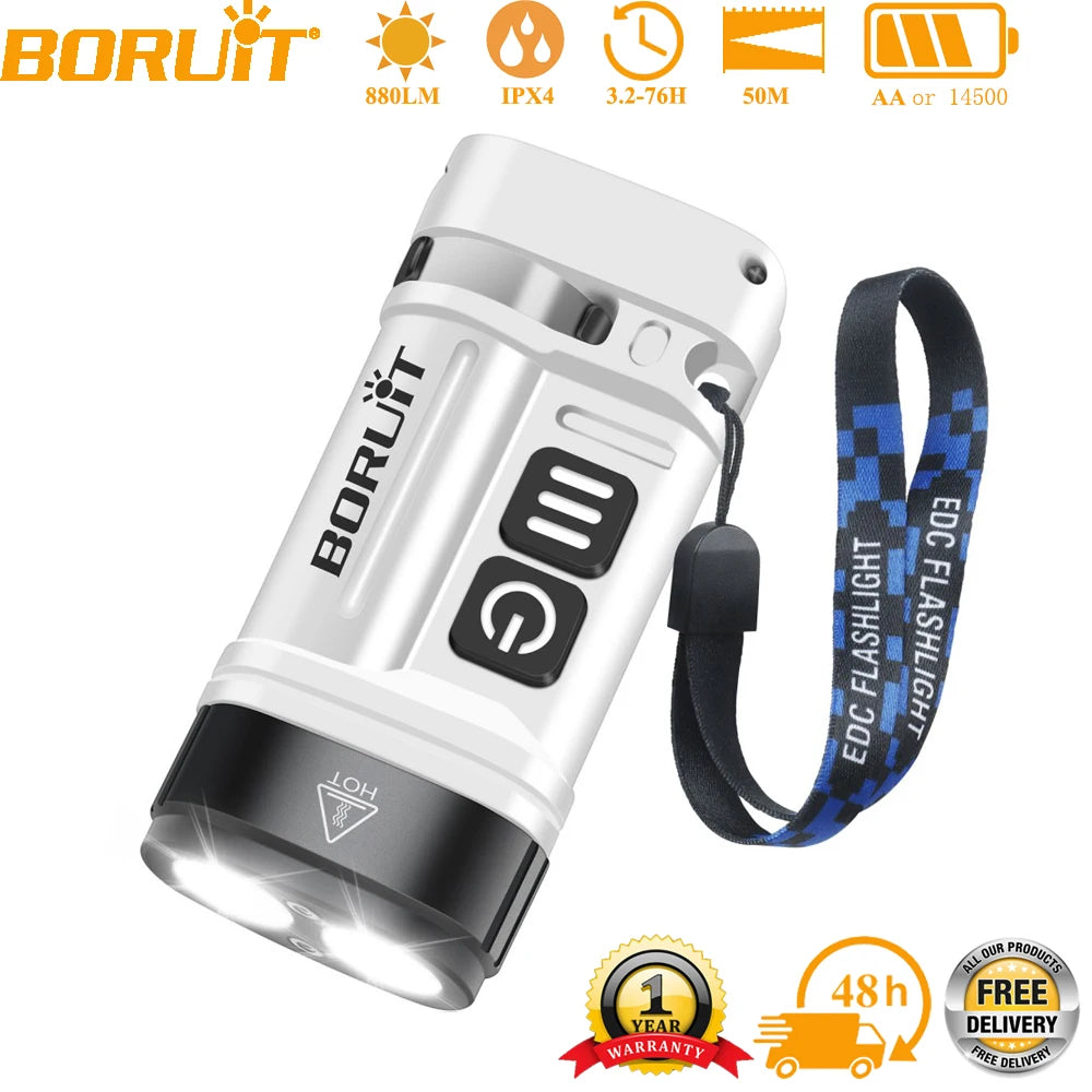 BORUiT U10 880LM EDC Flashlight – RGB, Magnetic, AA/14500 EDC Flashlight Qst