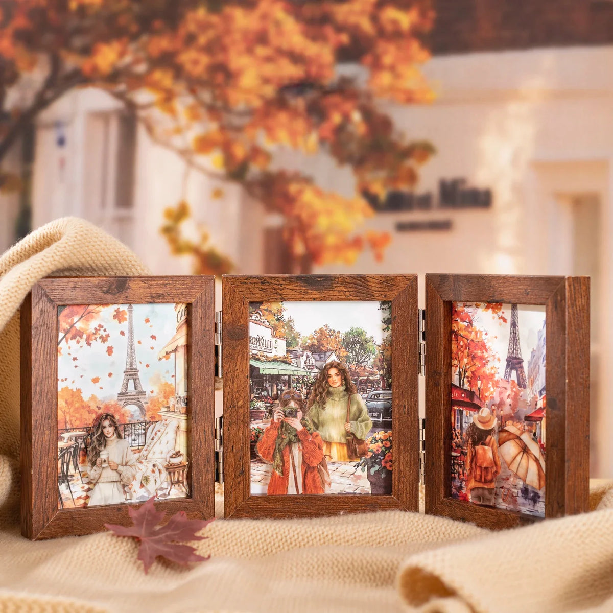 Paris Autumn Travel Sticker Book – 20 Sheets Dual Material Decorative Sticker Book Qme