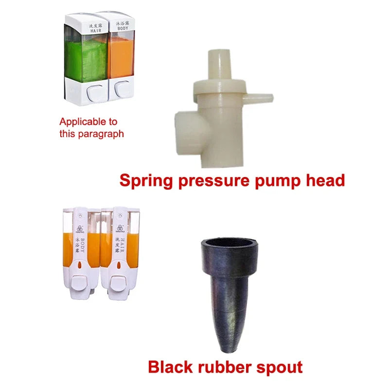 Soap Dispenser Head with Spring Hose & Rubber Seal – 4 Colors Soap Dispenser Head Qme
