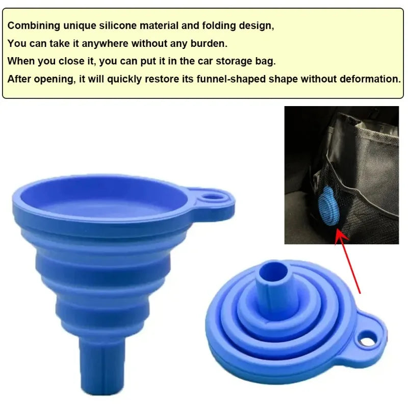 Foldable Silicone Car Funnel – Engine Oil, Petrol & Washer Fluid Car Fluid Funnel Qme