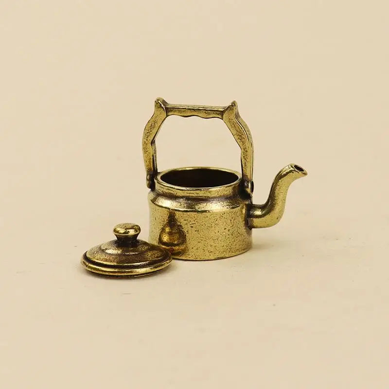 Antique Copper Mini Teapot Desk Ornament | Retro Resin Decor Miniature Desk Ornament Qme