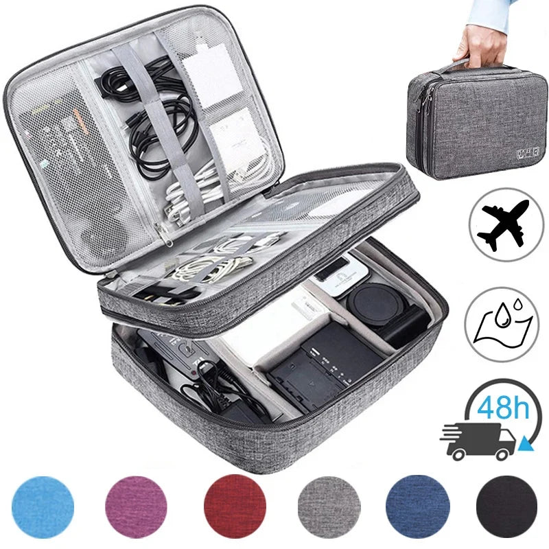 Waterproof Digital Cable Organizer Bag | Portable Storage Cable Organizer Bag Qme