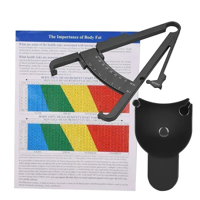 Skinfold Body Fat Caliper Set with Tape & Measurement Chart Body Fat Caliper Set Qme
