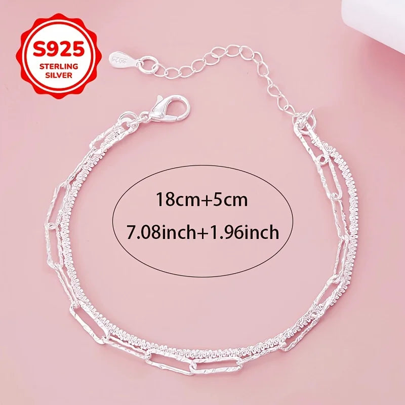 925 Sterling Silver Starry Sky Chain Bracelet for Women Silver Chain Bracelet Qme