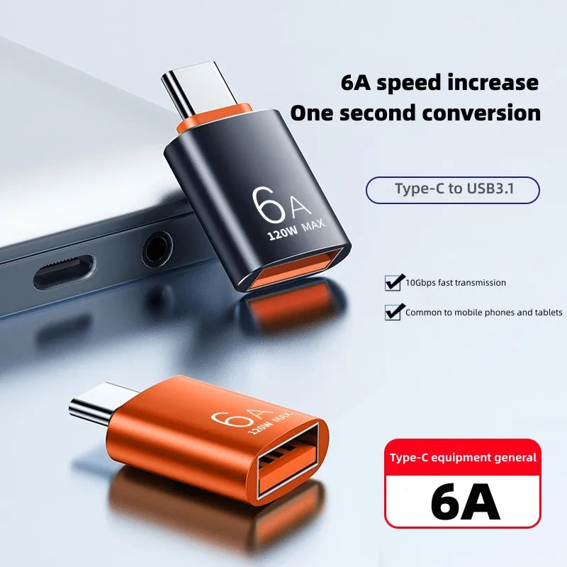 OTG USB-C to USB Adapter 120W 6A | MacBook & Laptop USB-C OTG Adapter Qme