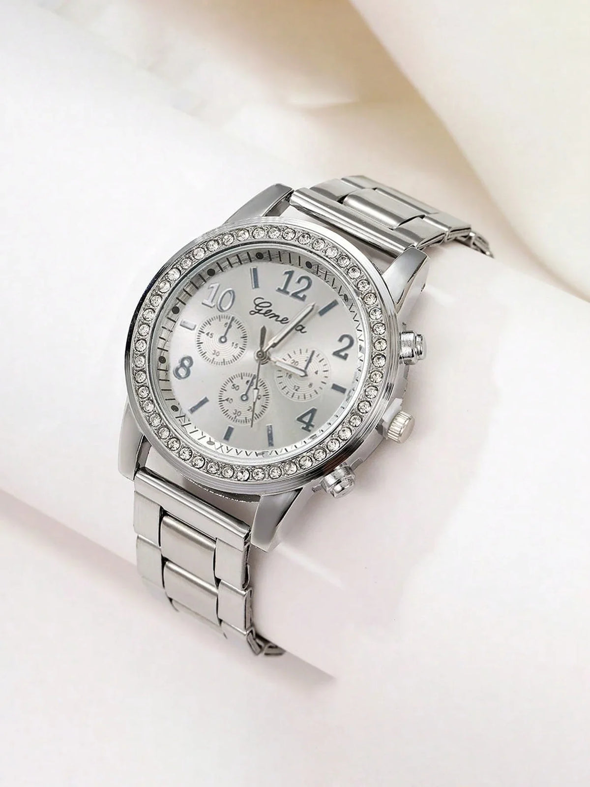 Women's 4-Piece Diamond Studded Watch Set | Quartz Watches Fashion Watch Set Qme