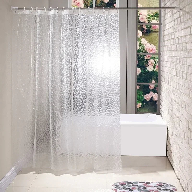 3D Transparent Shower Curtain 180x180cm Thick PEVA Waterproof Shower Curtain Qme