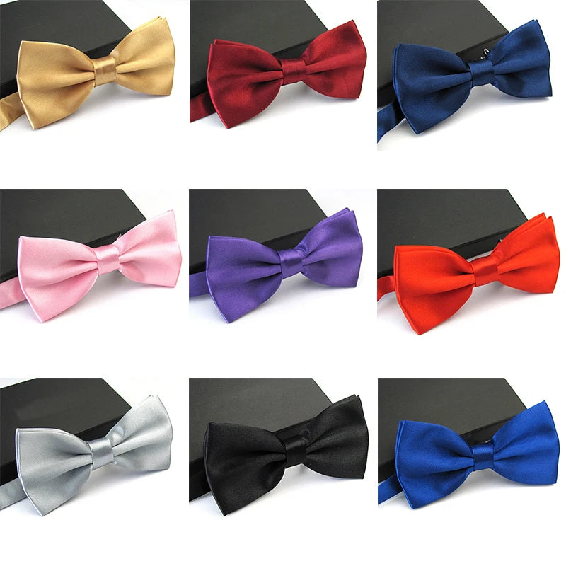 Men's Satin Bow Tie – Solid Color Adjustable Wedding Bow Tie Satin Bow Tie Qst