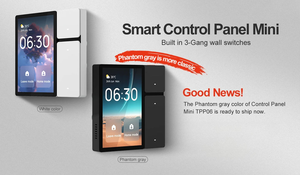 3.5" Smart Touch Panel 3-Gang WiFi Switch – Tuya GS-TPP06 Smart Touch Panel Qst