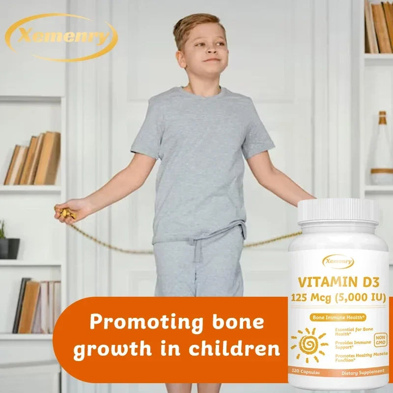Xemenry Vitamin D3 5000 IU – Immune & Bone Support Vitamin D Supplement Qst