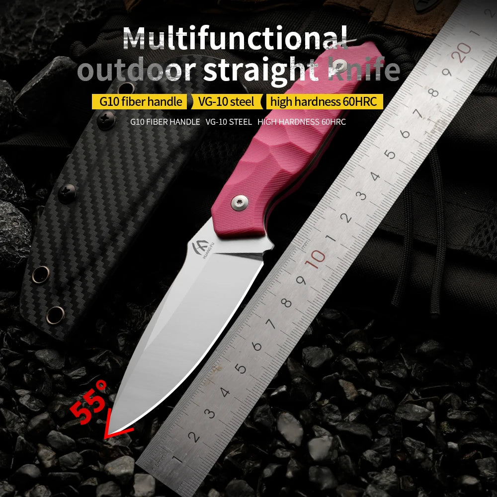 Outdoor Camping Knife with Sheath – Stainless Steel Fixed Blade Fixed Blade Knife Qst