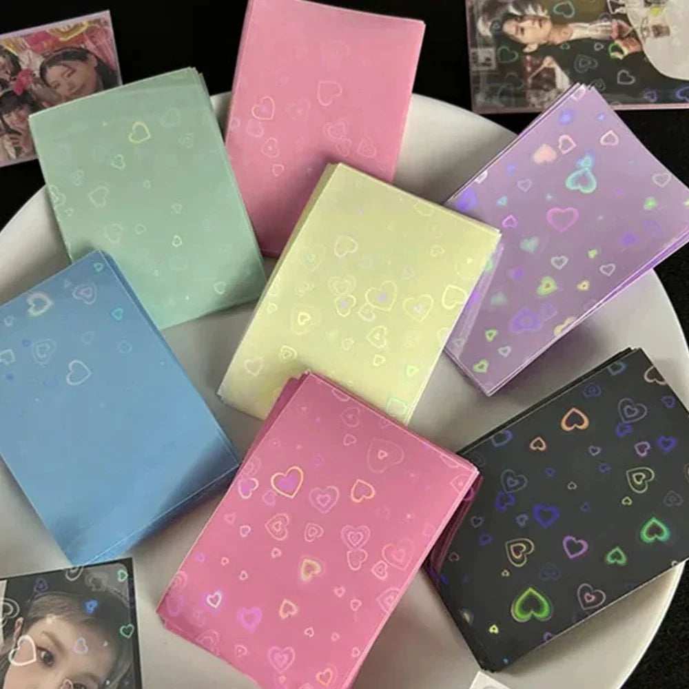 Heart Bling Glitter Photocard Sleeves Laser Card Protector Photocard Sleeves Qme