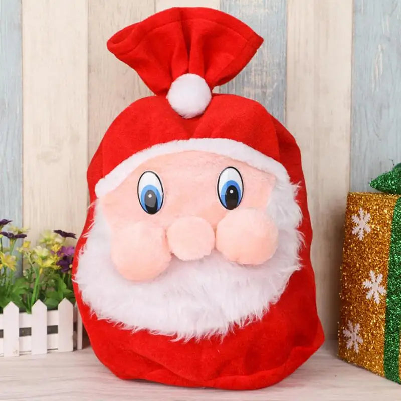 Large 3D Santa Claus Velvet Drawstring Christmas Goodie Bags Christmas Gift Bag Qme China Mainland