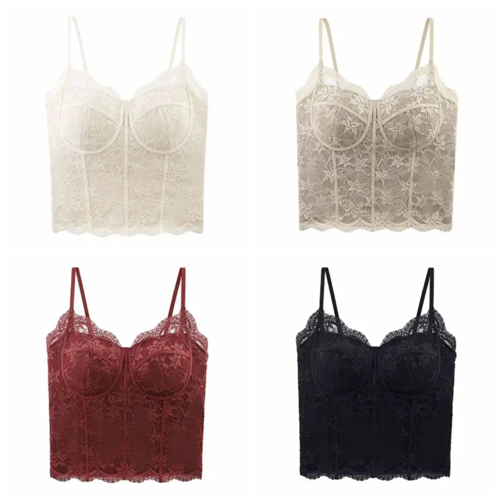 Women's Mesh Floral Lace Crop Vest Top | Slim Fit Summer Cami Lace Crop Camisole Qme