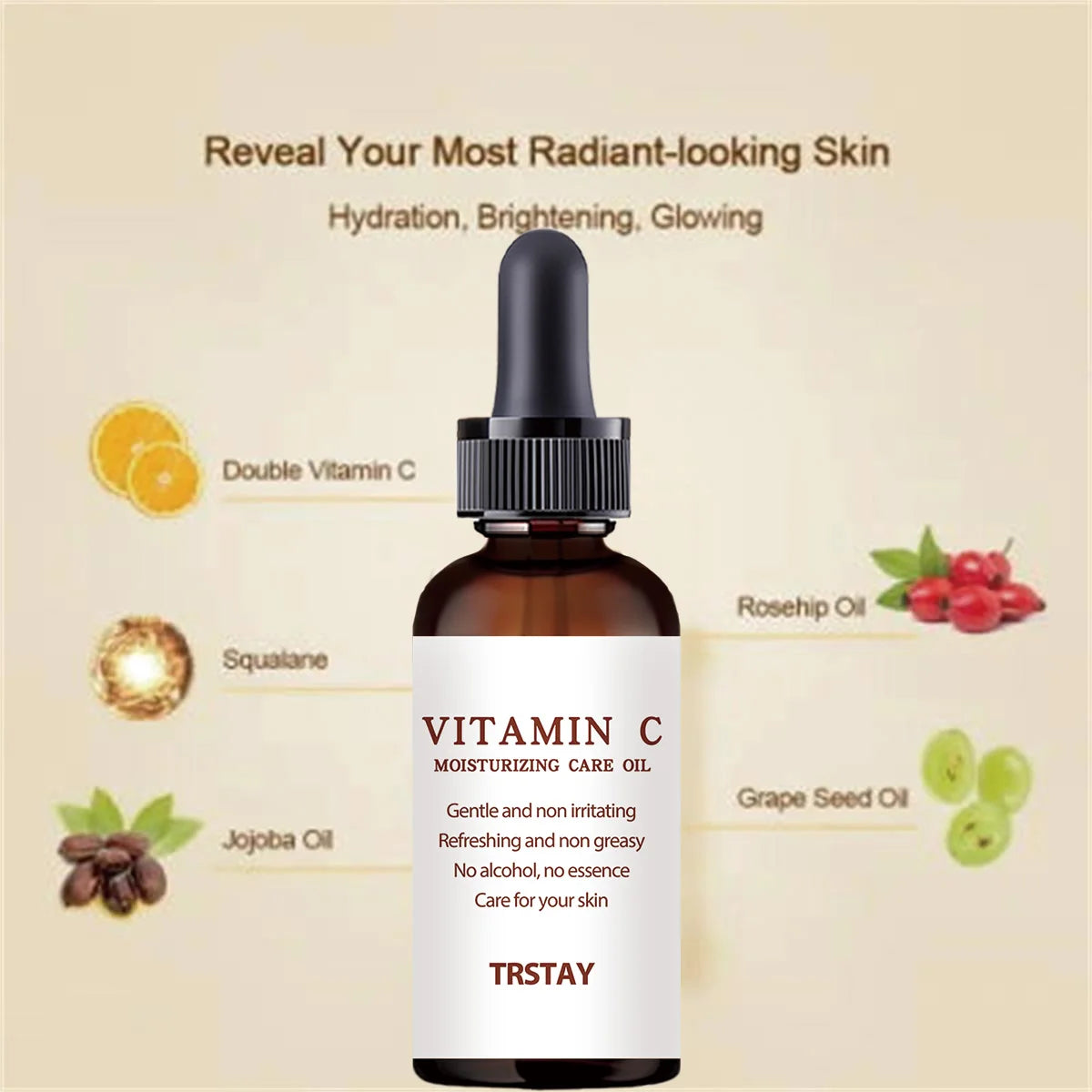 YRFKT Vitamin C Radiant Face Oil – Brightening Skin Serum Face Serum Oil Qst