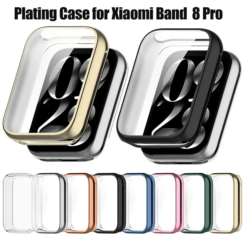 TPU Plating Case & Tempered Glass for Xiaomi Band 8 & 7 Smart Band Case Qme