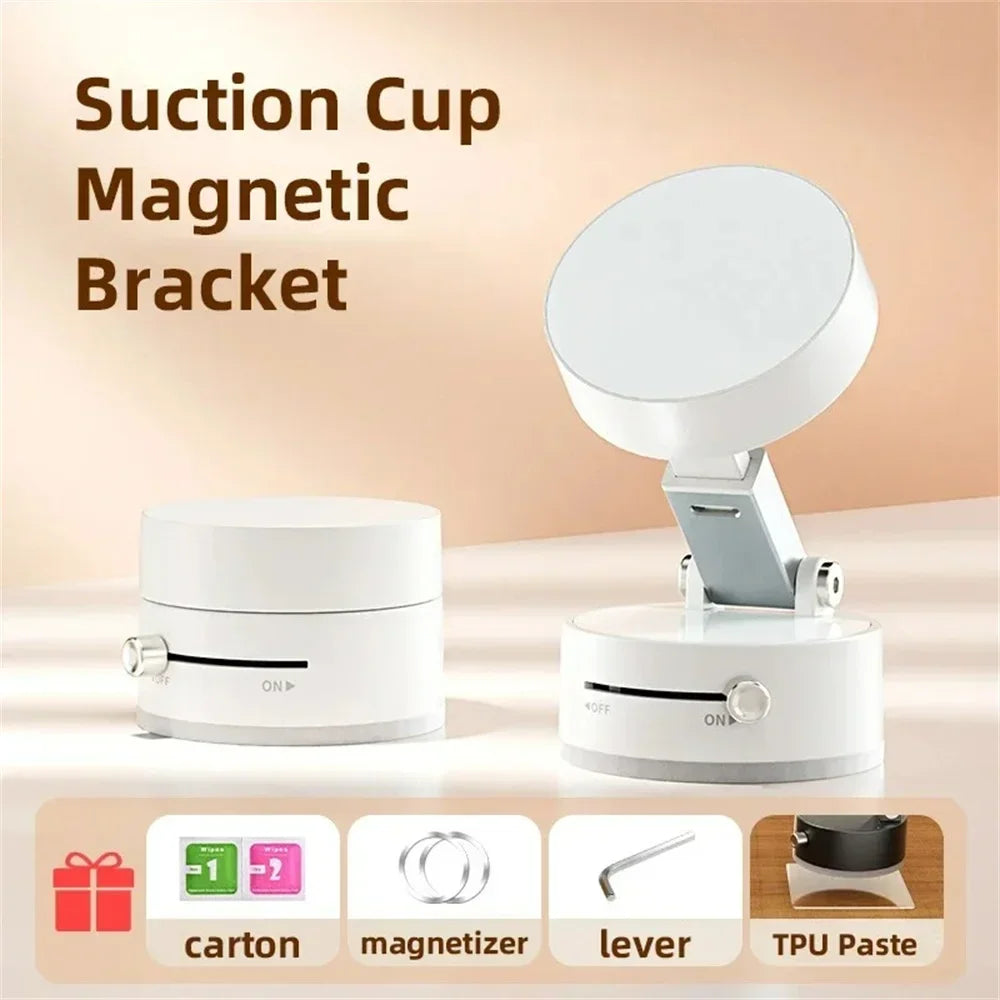 Magnetic Suction Cup Phone Holder – Foldable Lazy Stand Phone Stand Holder Qme white