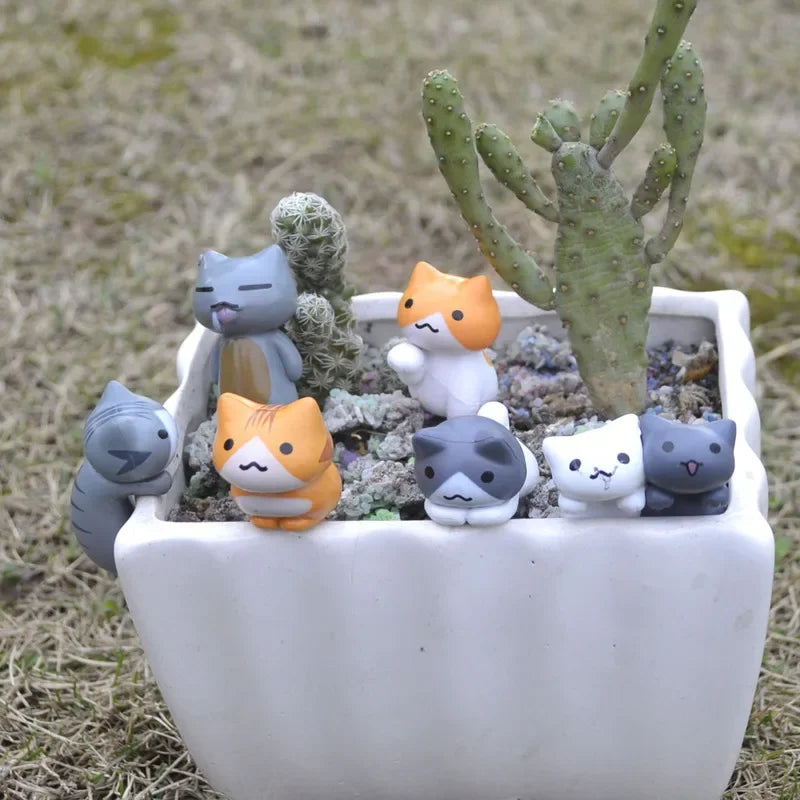 Lucky Cat Miniature Figurines – Resin Bonsai Garden Decor Miniature Figurine Qme