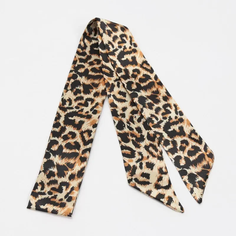 Women's Skinny Ribbon Scarf – Printed Polyester Hair Tie Ribbon Hair Scarf Qme A-22
