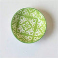 Bohemian Hand-Painted Ceramic Snack Bowl & Plate | 3 Colors Ceramic Snack Bowl Qme green