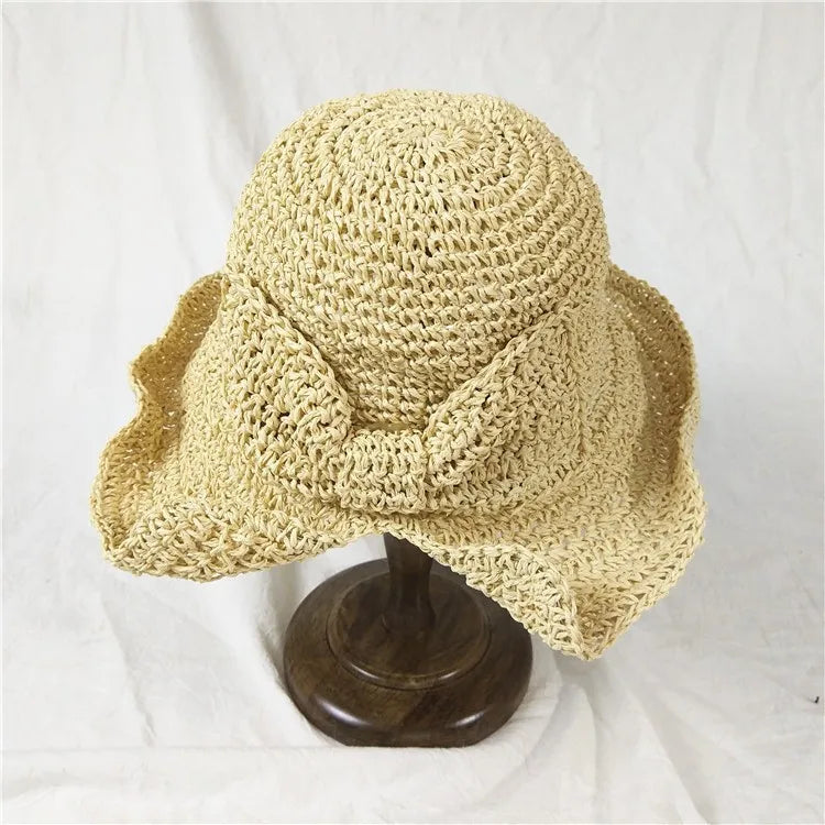 Wide Brim Foldable Straw Sun Hat – Beach & Travel Women Girls Wide Brim Sun Hat Qme