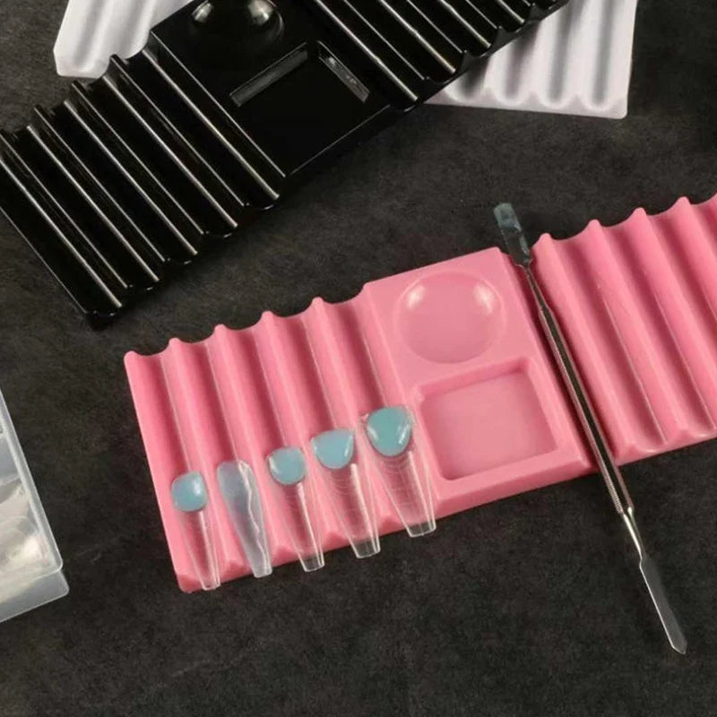 Nail Art Mixing Palette & Brush Holder – 10-Slot Organizer Nail Art Organizer Qme