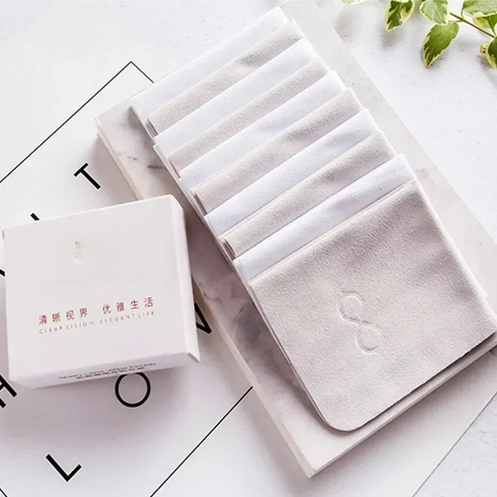 5-Pack Suede Microfiber Glasses & Lens Cleaning Cloths Microfiber Cleaning Cloth Qme White Grey 10Pcs