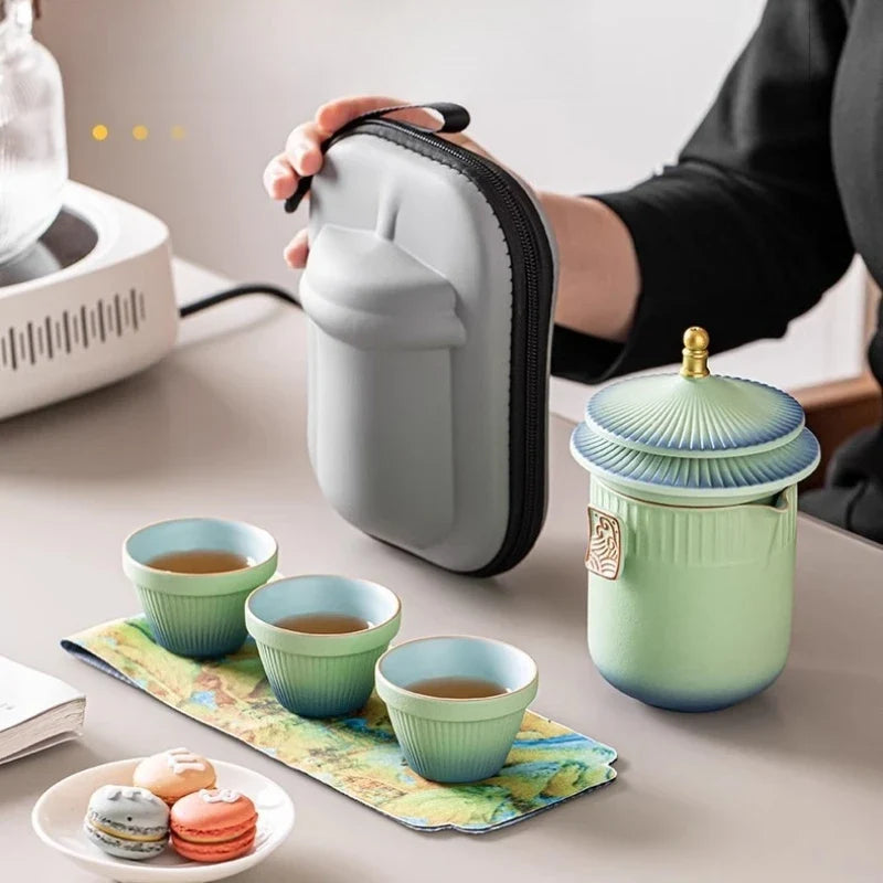 Palace Museum High-End Ceramic Travel Tea Set | 8 Colors Ceramic Tea Set Qme