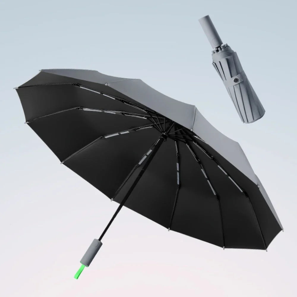 72-Rib Windproof Automatic Folding Umbrella – UV Sun Protection Windproof Folding Umbrella Qst