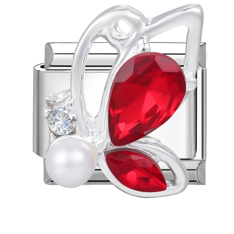 Zircon Italian Charm Links – Bow Knot Floral Heart Butterfly Italian Charm Links Qme Style 23