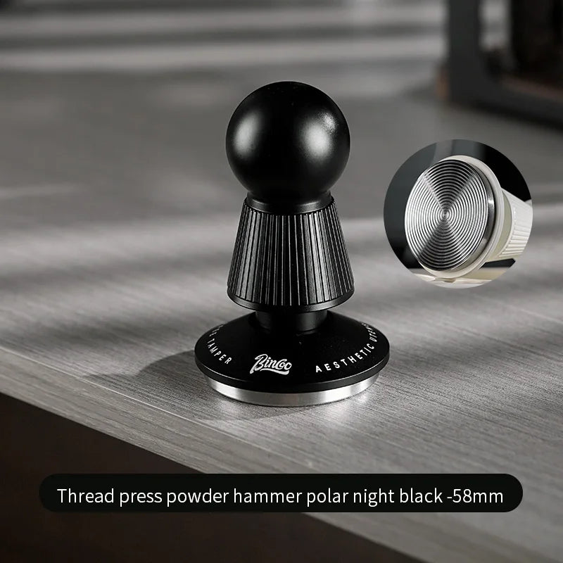 BINCOO 58mm 30lb Constant Pressure Espresso Tamper Spring Loaded Espresso Tamper Qst Polar Night Black 58mm