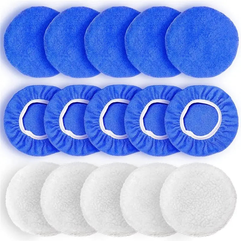 15-Piece Car Polisher Bonnet Buffing Pads – Microfiber & Wool Car Polishing Pads Qme As Shown