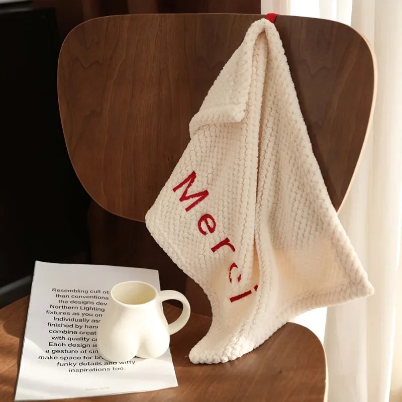 Minimalist Embroidered Letter Square Hand Towel – Soft & Absorbent Embroidered Hand Towel Qme