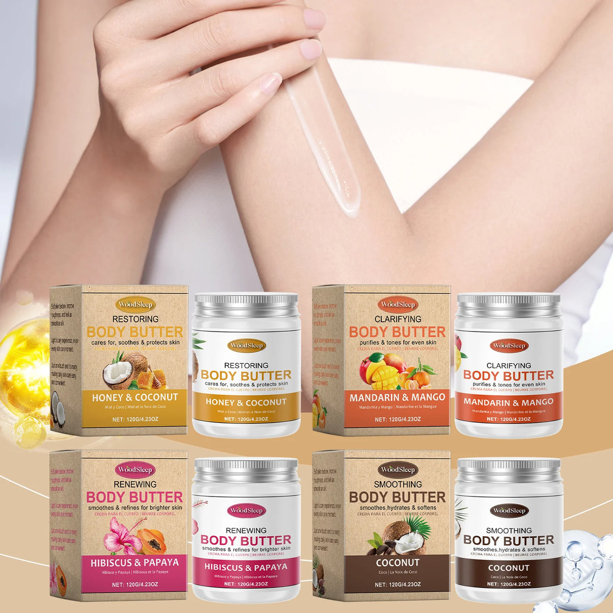 Woodsleep Coconut Body Butter Cream – Moisturizing & Firming 120g Body Butter Cream Qst