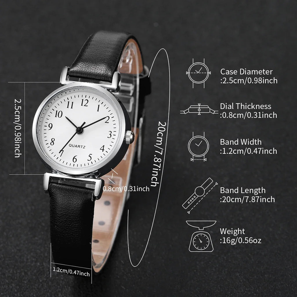 Women's Small Dial Quartz Watch Set – Simple Fashion Wristwatch Women's Quartz Watch Qme