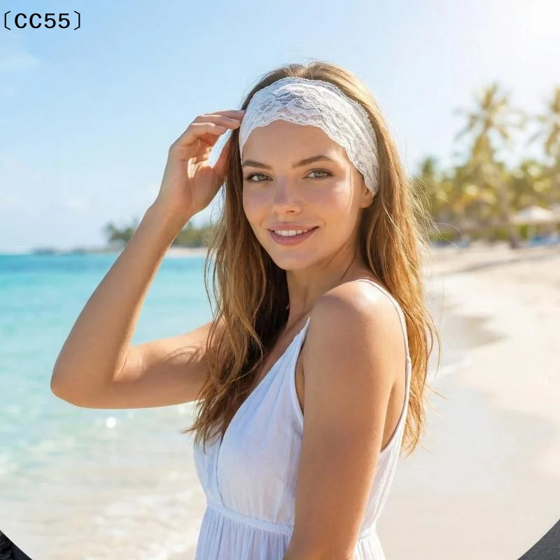 Lace Floral Wide Headband – Soft Elastic Hair Wrap for Women Lace Hair Headband Qst