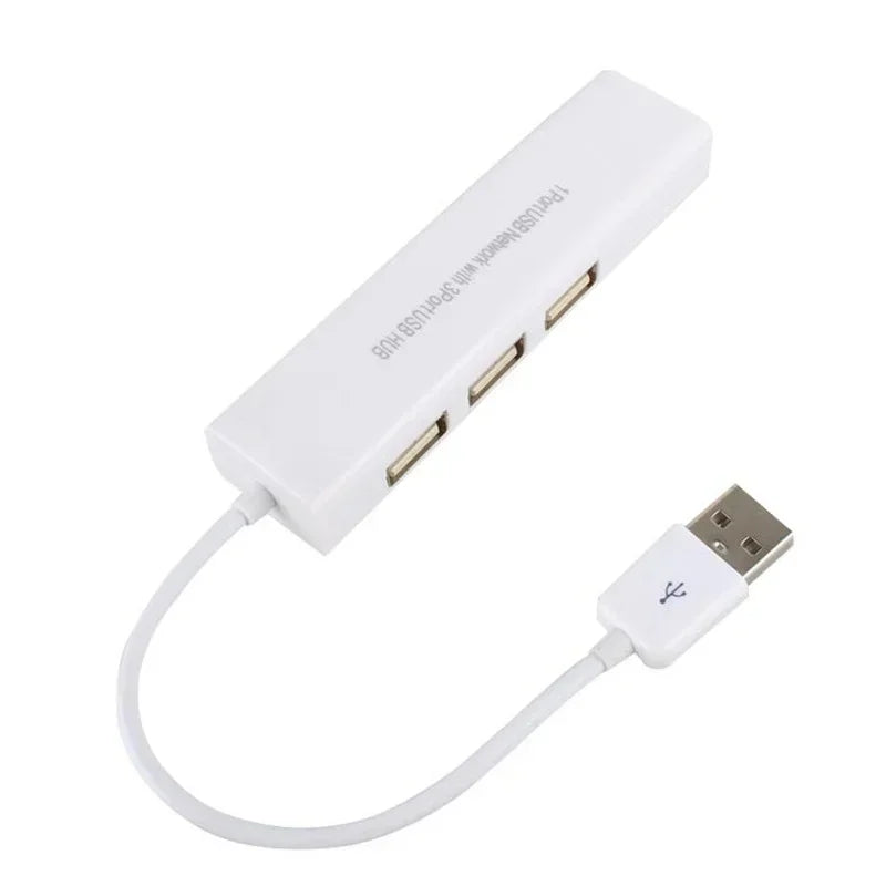 USB to RJ45 Ethernet Hub Adapter – 3 USB Ports, 100Mbps LAN USB Ethernet Adapter Qme