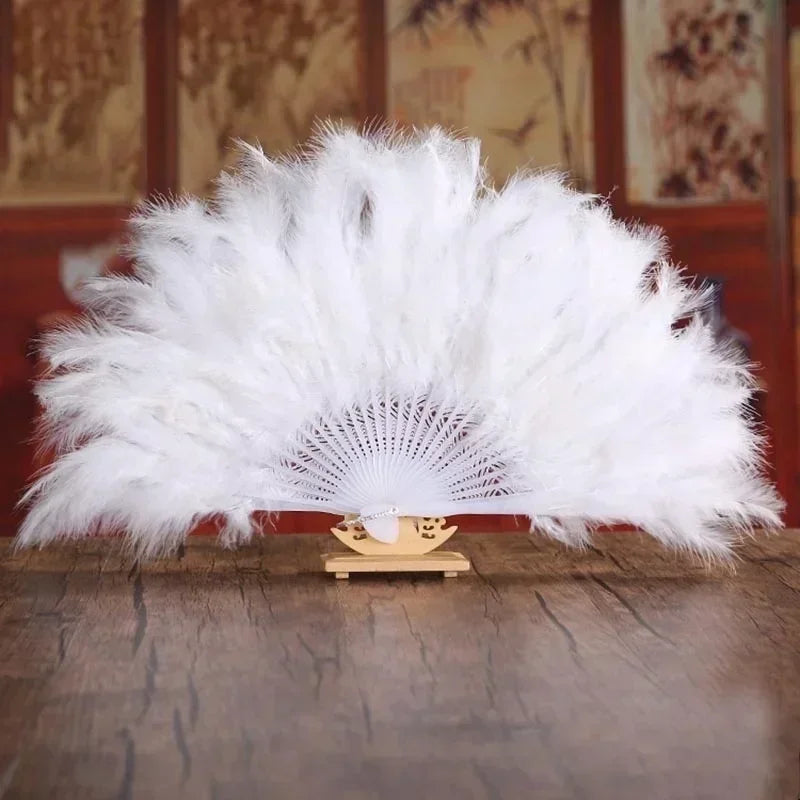Soft Fluffy Feather Fan – Burlesque Dance & Fancy Dress Costume Feather Fan Qme