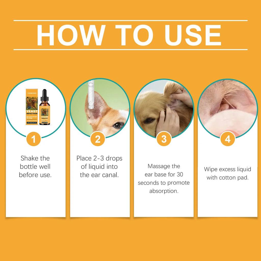 Dog Ear Care Drops – Earwax Remover & Odor Eliminator Pet Ear Care Drops Qme
