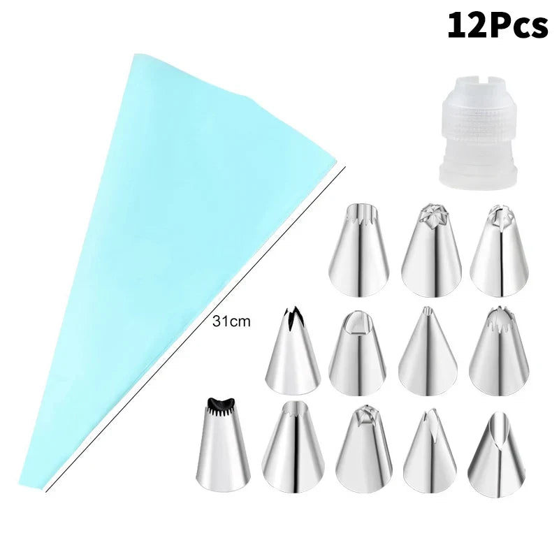Stainless Steel Cake Piping Nozzle & Icing Decoration Tool Cake Piping Nozzle Qme 12 Blue