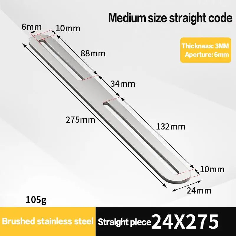 Stainless Steel 180° Flat Straight Bracket – Black & Silver Flat Angle Bracket Qme A13